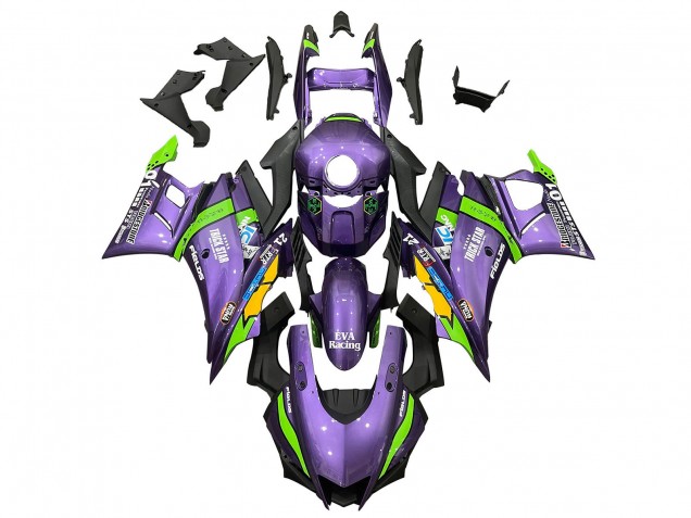 2022-2024 Yamaha YZF R3/R25 Motorcycle Fairings - Purple Green Yellow Trick Star EVA Racing 21