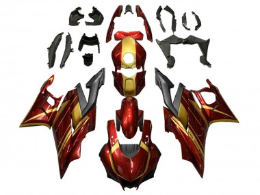 Custom 2022-2024 Yamaha YZF R3/R25 Motorcycle Fairings - Red Gold Matte Black