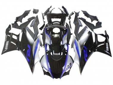 Custom 2022-2024 Yamaha YZF R3/R25 Motorcycle Fairings - Silver Blue Glossy Black
