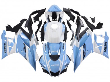 Custom 2022-2024 Yamaha YZF R3/R25 Motorcycle Fairings - White Light Blue