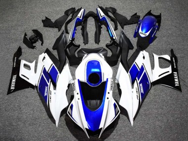 Custom 2022-2024 Yamaha YZF R3/R25 Motorcycle Fairings - White Blue Glossy Black Yamalube