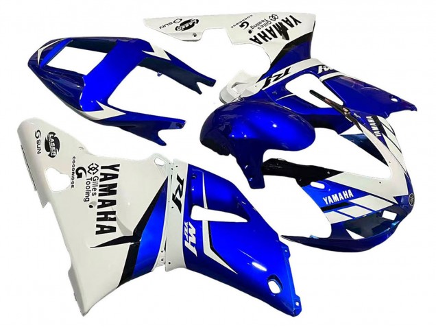 1998-1999 Yamaha YZF 1000 R1 Motorcycle Fairings - White Blue Black