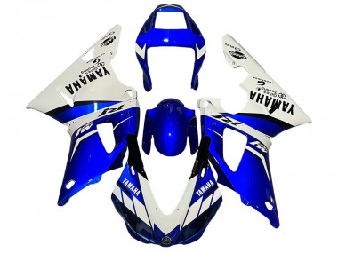 Custom 1998-1999 Yamaha YZF 1000 R1 Motorcycle Fairings - White Blue Black