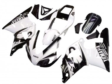 Custom 1998-1999 Yamaha YZF 1000 R1 Motorcycle Fairings - White Glossy Black
