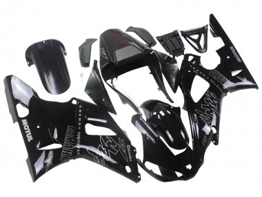 Custom 2000-2001 Yamaha YZF 1000 R1 Motorcycle Fairings - Glossy Black White Monster Motul