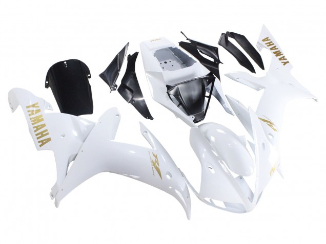 2002-2003 Yamaha YZF 1000 R1 Motorcycle Fairings - White Gold Decals