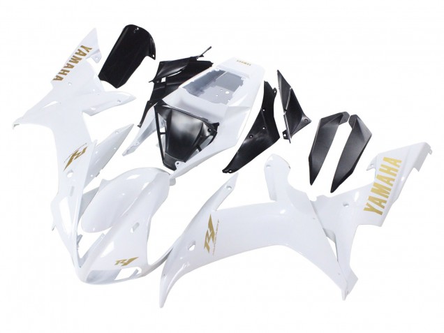 2002-2003 Yamaha YZF 1000 R1 Motorcycle Fairings - White Gold Decals