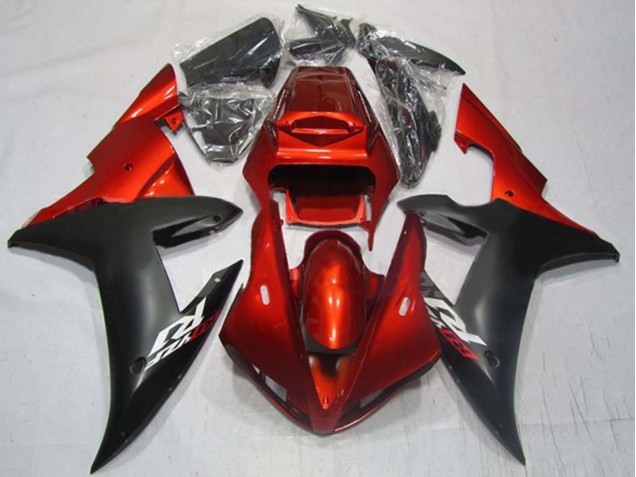 2002-2003 Yamaha YZF 1000 R1 Motorcycle Fairings - Red Matte Black
