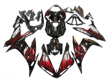 Custom 2004-2006 Yamaha YZF 1000 R1 Motorcycle Fairings - Glossy Black Red Flame