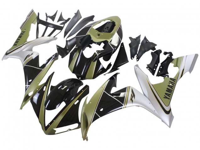 2004-2006 Yamaha YZF 1000 R1 Motorcycle Fairings - Light Gold White Glossy Black