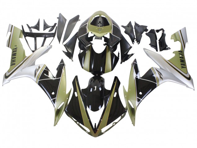 2004-2006 Yamaha YZF 1000 R1 Motorcycle Fairings - Light Gold White Glossy Black