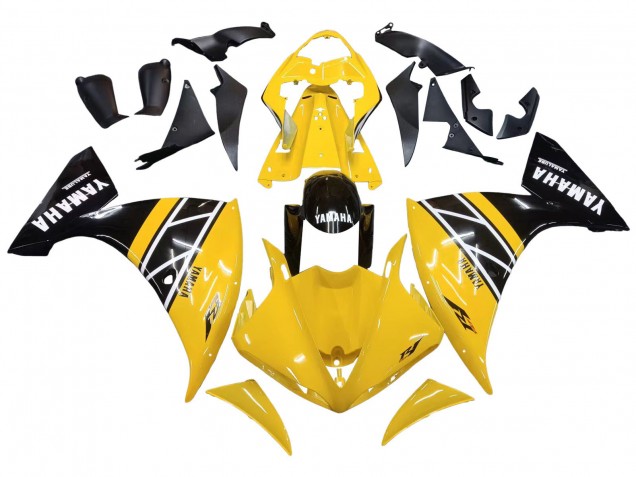 2009-2011 Yamaha YZF 1000 R1 Motorcycle Fairing Kits - Yellow White Black Stripe