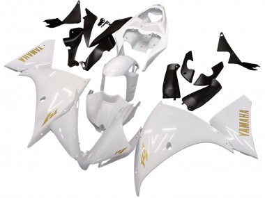 Custom 2012-2014 Yamaha YZF 1000 R1 Motorcycle Fairings - White Gold Decals