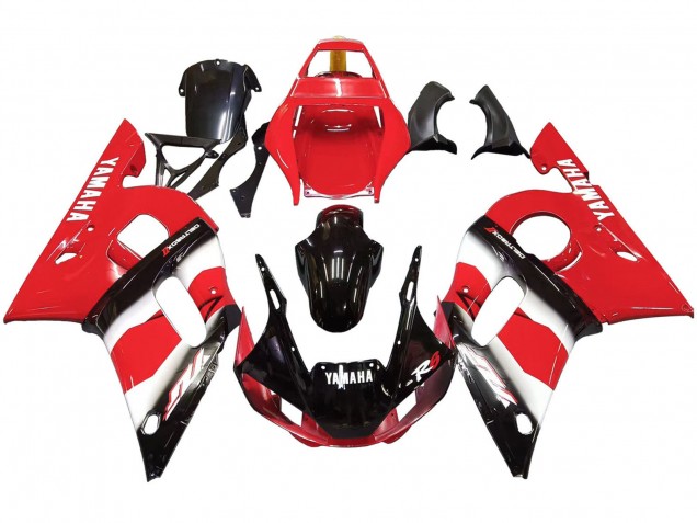 1998-2002 Yamaha YZF 600 R6 Motorcycle Fairing - Red White Glossy Black
