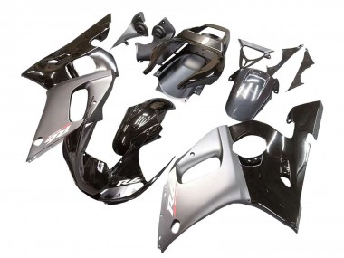 Custom 1998-2002 Yamaha YZF 600 R6 Motorcycle Fairings - Silver Glossy Black
