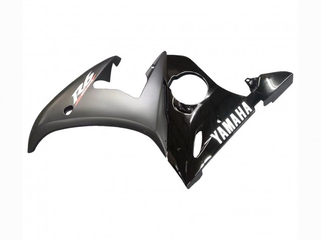 2006-2009 Yamaha YZF R6S Motorcycle Fairings - Glossy Black Matte Black White Decals