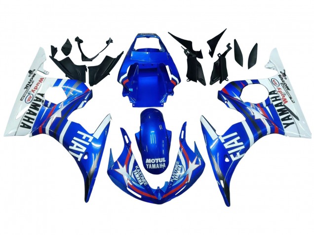 2006-2009 Yamaha YZF R6S Motorcycle Fairings - White Blue Fiat Motul Kastinee