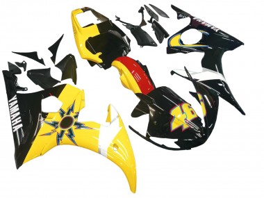 Custom 2006-2009 Yamaha YZF R6S Motorcycle Fairings - Yellow Red Glossy Black 46