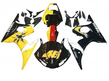 Custom 2006-2009 Yamaha YZF R6S Motorcycle Fairings - Yellow Red Glossy Black 46