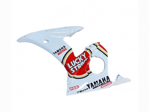 2003-2004 Yamaha YZF R6 Motorcycle Fairings - White Red Lucky Strike Motul