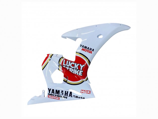 2006-2009 Yamaha YZF R6S Motorcycle Fairings - White Red Lucky Strike Motul