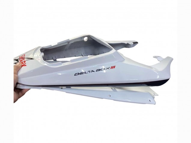 2006-2009 Yamaha YZF R6S Motorcycle Fairings - White with Dark Black Flame