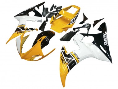 Custom 2006-2009 Yamaha YZF R6S Motorcycle Fairings - Yellow White Glossy Black