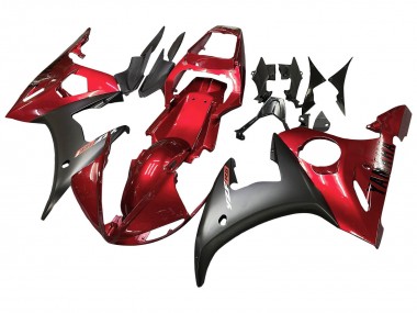 Custom 2003-2004 Yamaha YZF R6 Motorcycle Fairing Kits - Red Matte Black