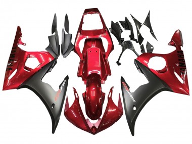 Custom 2003-2004 Yamaha YZF R6 Motorcycle Fairing Kits - Red Matte Black