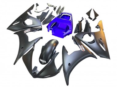 Custom 2003-2004 Yamaha YZF R6 Motorcycle Fairings - Blue Matte Black