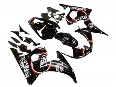 Custom 2003-2004 Yamaha YZF R6 Motorcycle Fairings - Glossy Black Red White Lucky Strike Motul