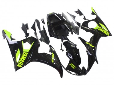 Custom 2003-2004 Yamaha YZF R6 Motorcycle Fairings - Glossy Black Neon Yellow