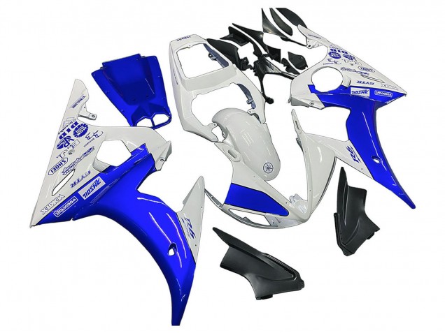 2006-2009 Yamaha YZF R6S Motorcycle Fairings - White Blue GYTR