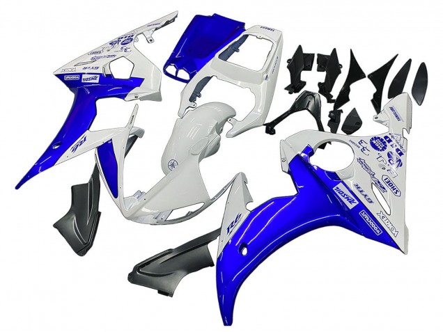 2006-2009 Yamaha YZF R6S Motorcycle Fairings - White Blue GYTR