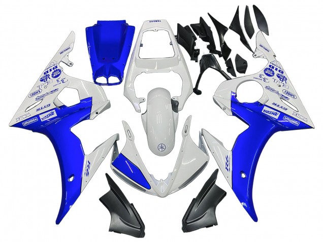 2006-2009 Yamaha YZF R6S Motorcycle Fairings - White Blue GYTR