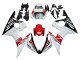 2006-2009 Yamaha YZF R6S Motorcycle Fairings - White Red Glossy Black Motul