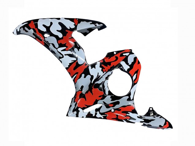 2003-2004 Yamaha YZF R6 Motorcycle Fairings - Black Red Grey Camouflage