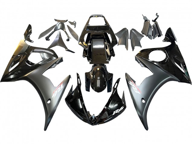 2006-2009 Yamaha YZF R6S Motorcycle Fairings - Glossy Black Matte Black Gold Chameleon