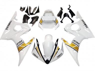 Custom 2003-2004 Yamaha YZF R6 Motorcycle Fairings - White Gold