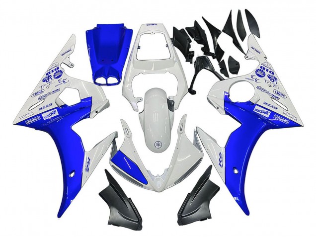 2005 Yamaha YZF 600 R6 Motorcycle Fairings - White Blue Yamalube