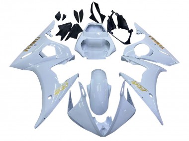 Custom 2005 Yamaha YZF 600 R6 Motorcycle Fairings - White Gold