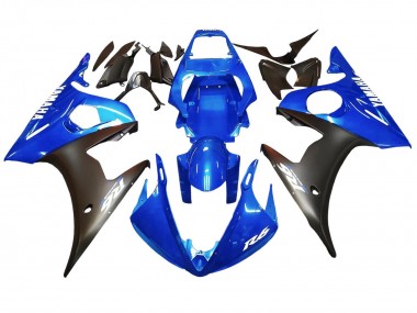 Custom 2005 Yamaha YZF 600 R6 Motorcycle Fairings - Blue Matte Black