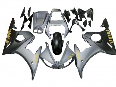 Custom 2005 Yamaha YZF 600 R6 Motorcycle Fairings - Grey Matte Black Gold