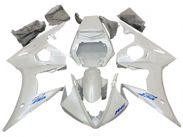 2005 Yamaha YZF 600 R6 Motorcycle Fairings - White Blue