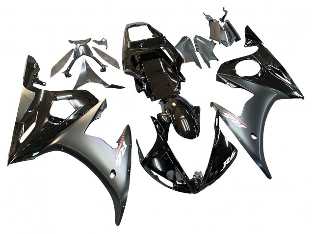 2005 Yamaha YZF 600 R6 Motorcycle Fairings - Glossy Black Matte Black Gold
