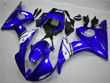 Custom 2005 Yamaha YZF 600 R6 Motorcycle Fairings - Blue White