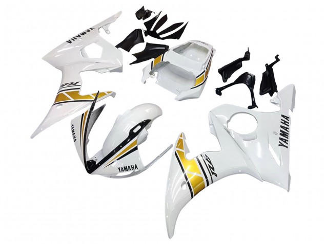 2005 Yamaha YZF 600 R6 Motorcycle Fairings - White Gold Black