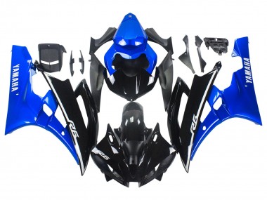 Custom 2006-2007 Yamaha YZF 600 R6 Motorcycle Fairings - Blue Glossy Black