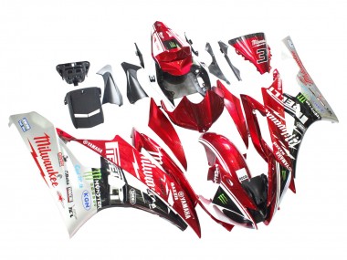 Custom 2006-2007 Yamaha YZF 600 R6 Motorcycle Fairings - White Red Black Green Monster Milwaukee