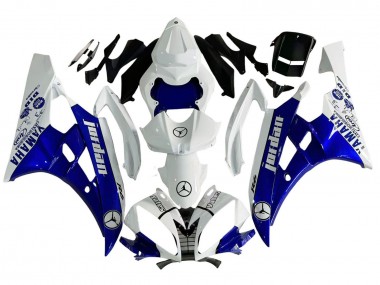 Custom 2006-2007 Yamaha YZF 600 R6 Motorcycle Fairings - White Blue Jordan
